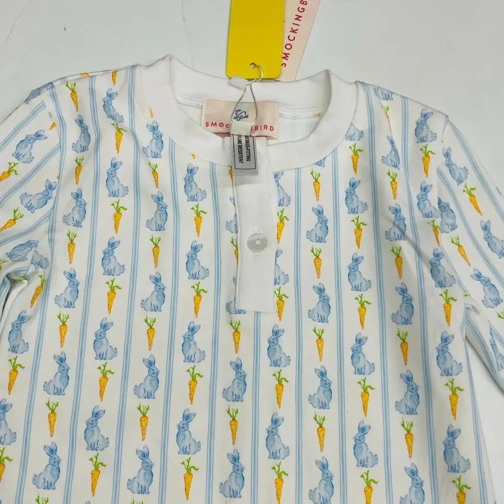NWT Smockingbird Size 10 Blue Bunny Knit PJs